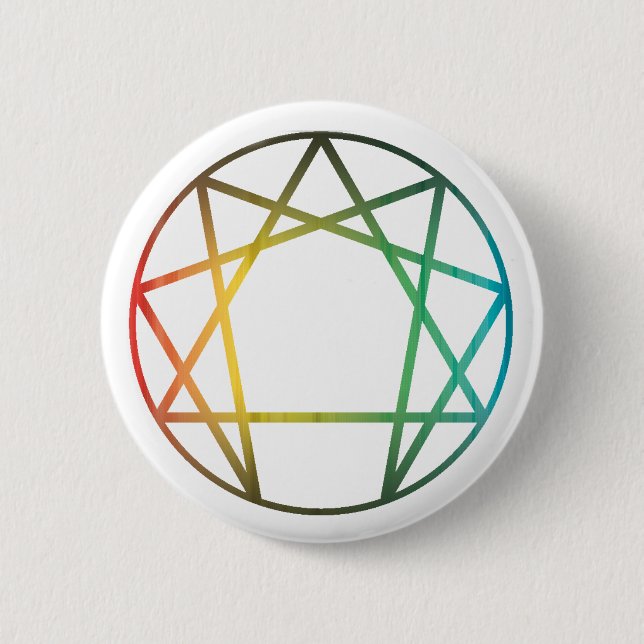Enneagram Regenbogen Button (Vorderseite)