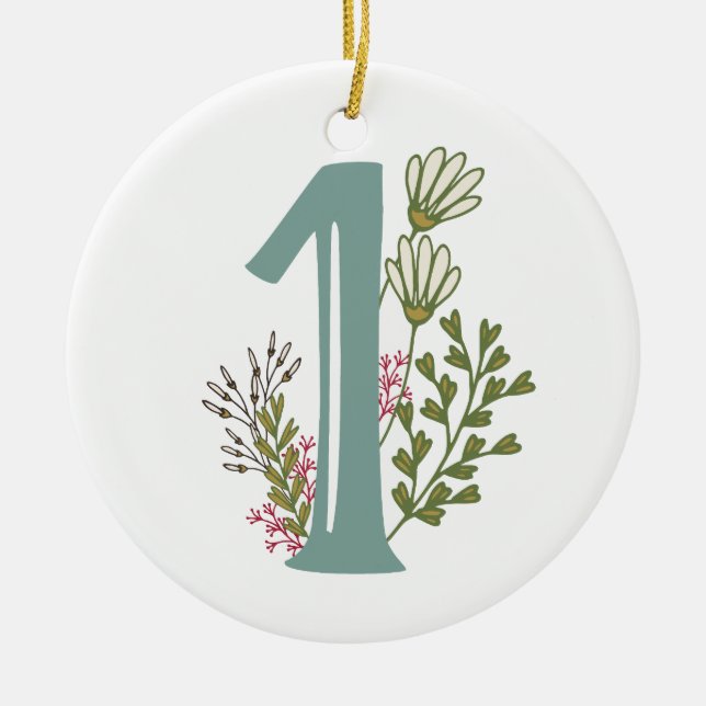 Enneagram Typ- einsblumenweihnachtsverzierung Keramik Ornament (Vorne)