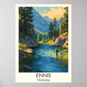 Ennis Montana Vintage Angeln Poster