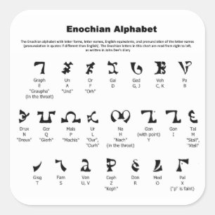 Enochian Alphabet Chart Quadratischer Aufkleber