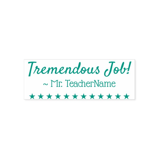 "Enorme Arbeit!" + Lehrerin Name Gummi Briefmarke Permastempel (Design)