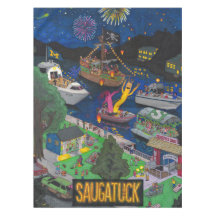 ENORME Saugatuck (Nacht) Baumwolltischdecke