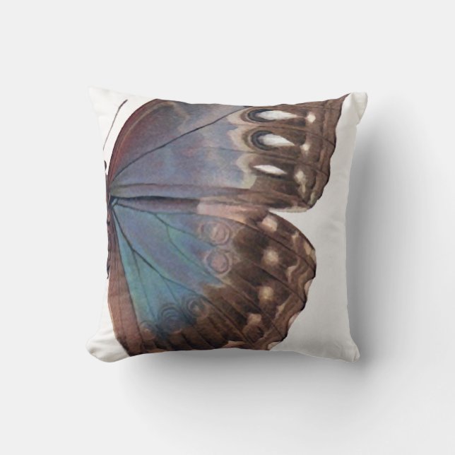 Enormes Brown/tief blauer Schmetterling Wings 20" Kissen (Vorderseite)