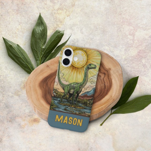 Enormous Green Dinosaurier Illustration iPhone 16 Plus Hülle (Von Creator hochgeladen)