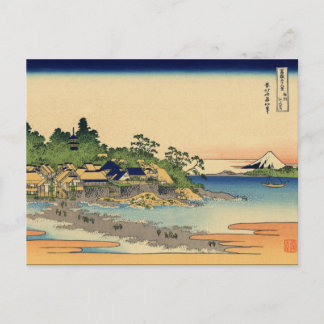 Enoshima in der Sagami-Provinz (von Hokusai) Postkarte
