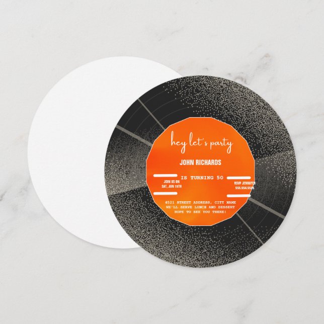 Enregistrement vintage Invitation d'anniversaire (Devant / Derrière)