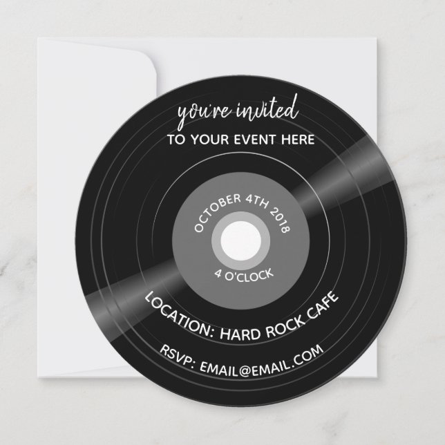 enregistrement vinyle musique invitation anniversa (Devant)