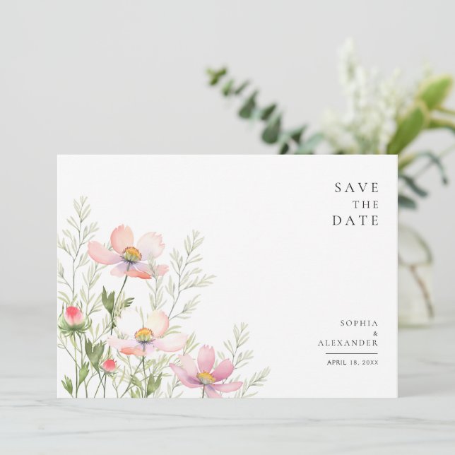 Enregistrer la carte de date pour un mariage fleur (Debout devant)