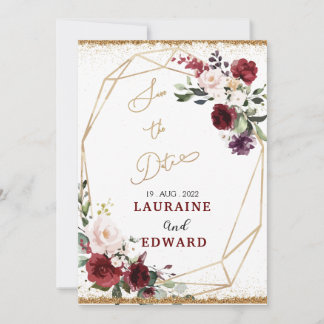 Enregistrer la carte de date simple floral or