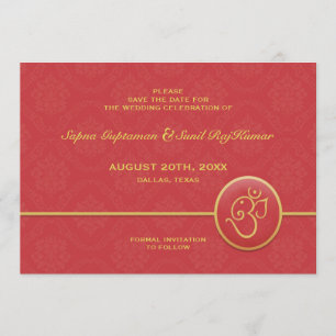Enregistrer la carte plat de style indien Date