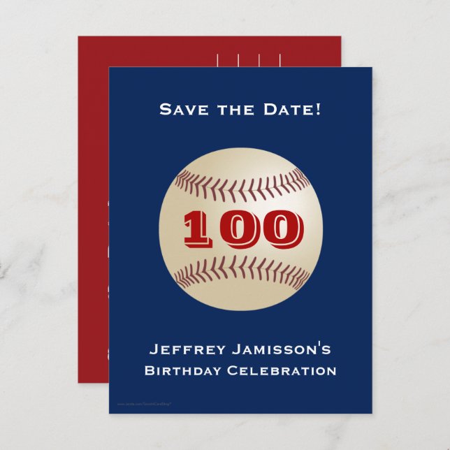 Enregistrer la date 100e Invitation de baseball de (Devant / Derrière)
