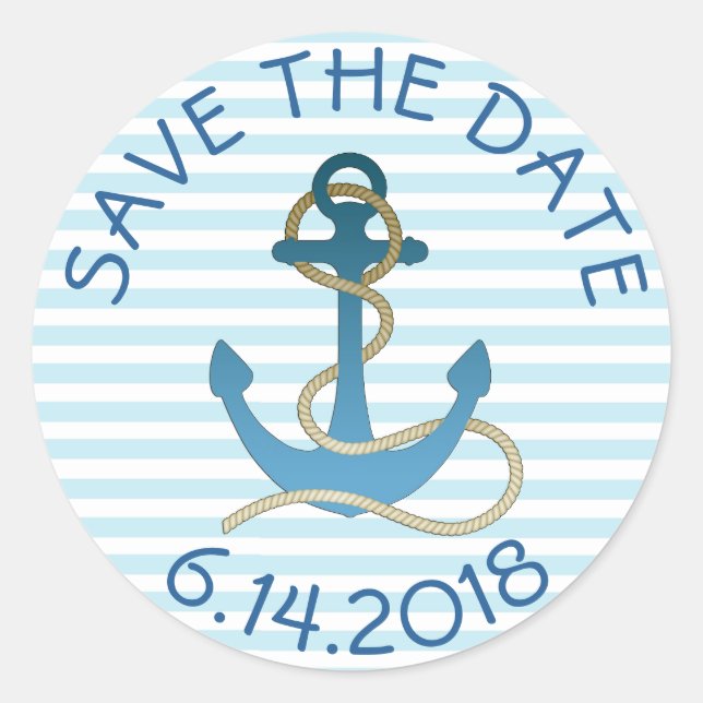 Enregistrer la date Ancre nautique Stickers Bleu B (Devant)