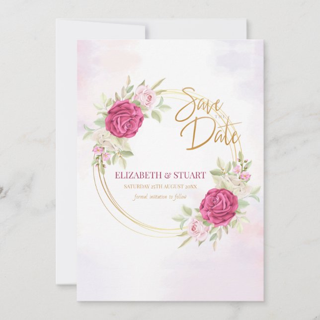 Enregistrer la date avec des Faire-part Rose (Devant)