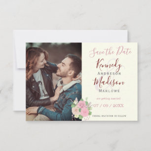 Enregistrer la date Boho Floral Pink carte postale