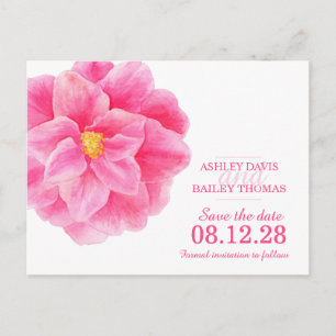 Enregistrer la date carte de fleur de camélia rose