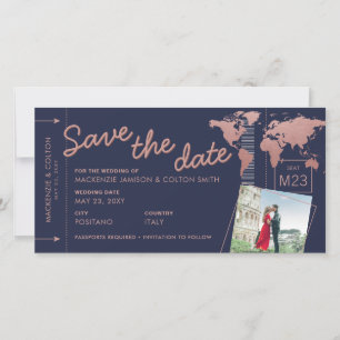 Enregistrer la date Carte d'embarquement rose or m