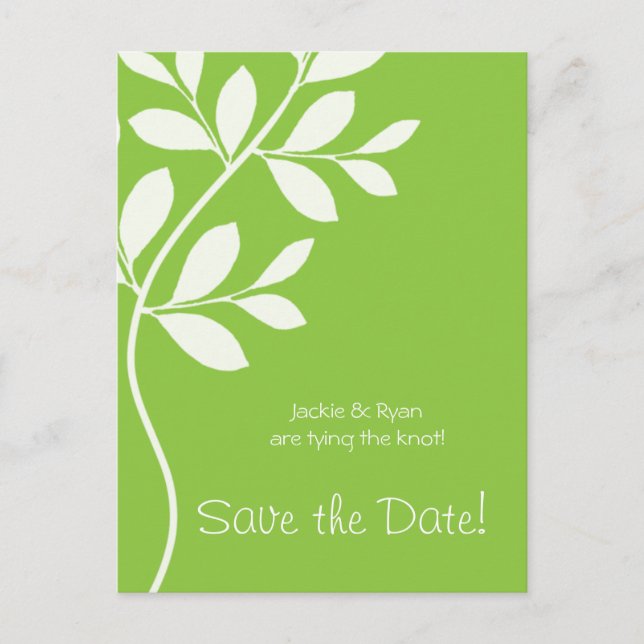 Enregistrer la date Carte postale Lime Green Leaf  (Devant)