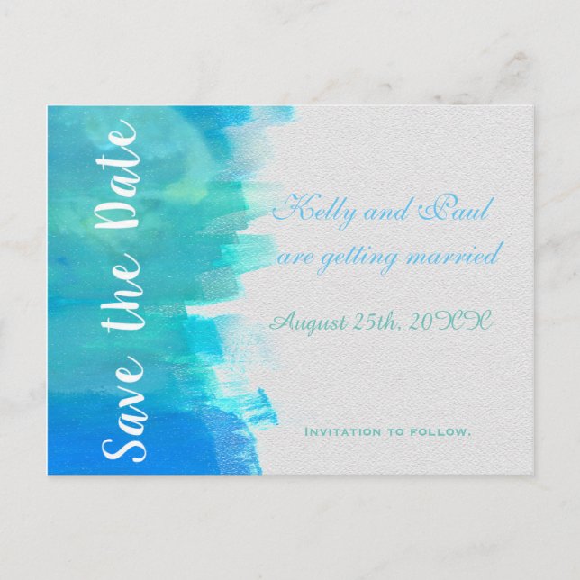 ENREGISTRER LA DATE Carte postale Watercolor Blue  (Devant)