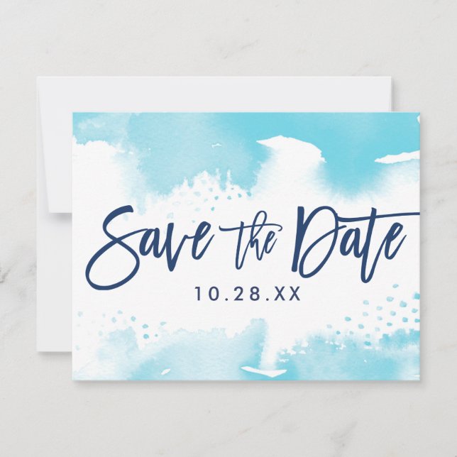 ENREGISTRER LA DATE CARTE POSTCARD moderne aqua bl (Devant)
