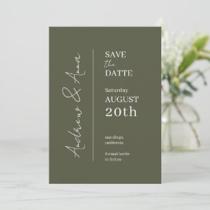 Enregistrer la date Carte Verte Olive - Charme