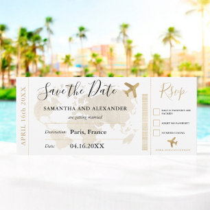 Enregistrer la date chic or carte d'embarquement m