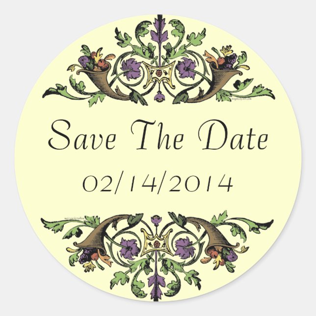 Enregistrer la date Elegant Cornucopia Art Sticker (Devant)