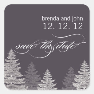 Enregistrer la date Hiver Mariage Sticker Arbres
