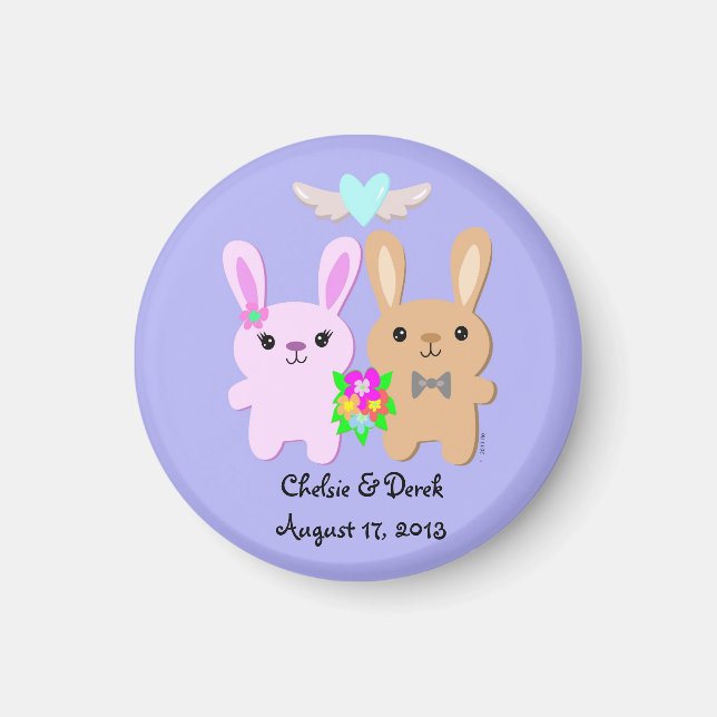 Enregistrer la date Lapin Rabbit Couple Magnet (Devant)
