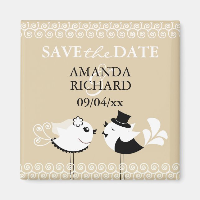 Enregistrer la date Mariage Birds Magnet (Devant)