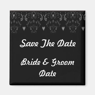 Enregistrer la date Mariage noir et blanc Magnets