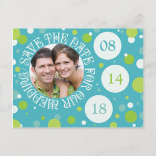 Enregistrer la date Modèle photo bleu Mariage vert