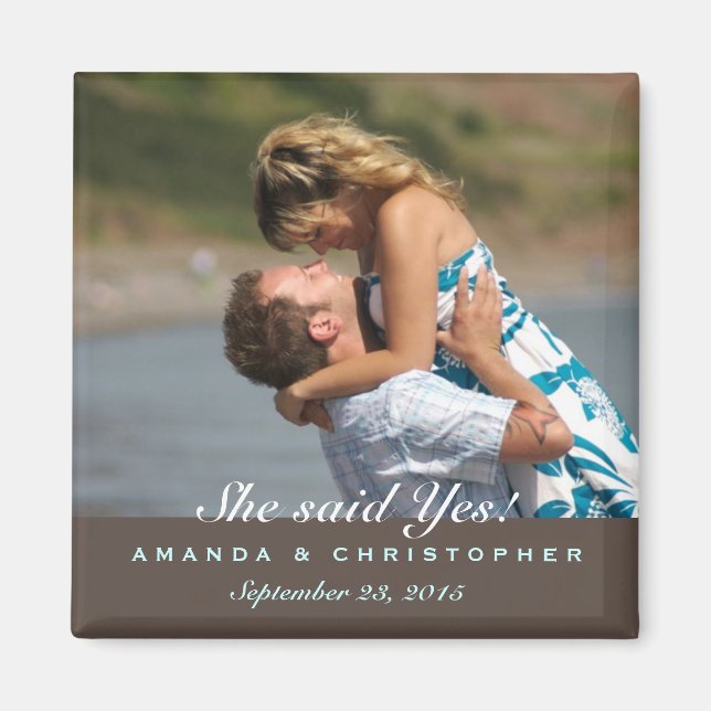 Enregistrer la date Modern Brown & Blue Magnet (Devant)