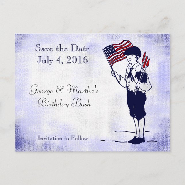 Enregistrer la date Patriotic Flag Fireworks Carte (Devant)