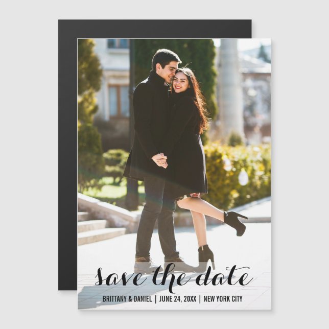 Enregistrer La Date Photo Invitation Magnétique 5x (Devant / Derrière)
