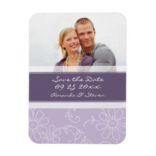 Enregistrer la date Photo Mariage Magnet Purple Fl