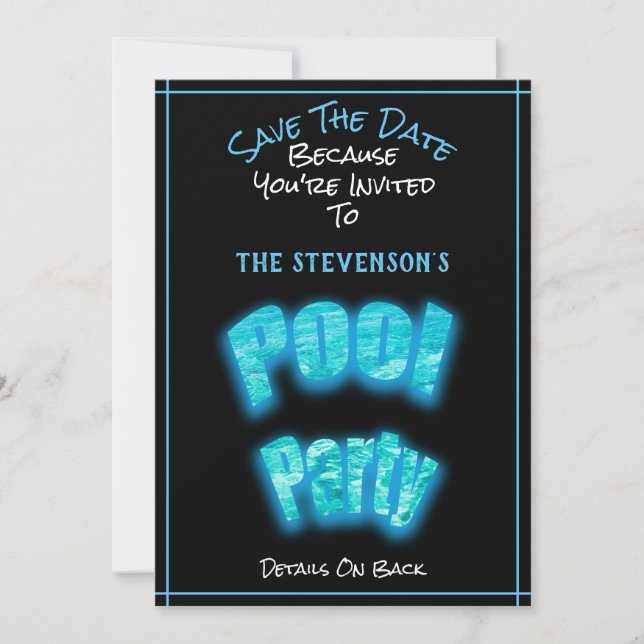 Enregistrer La Date Pool Party Invitation Annivers (Devant)
