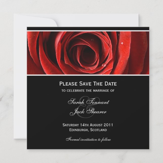 Enregistrer la date Red Rose Invitation (Devant)