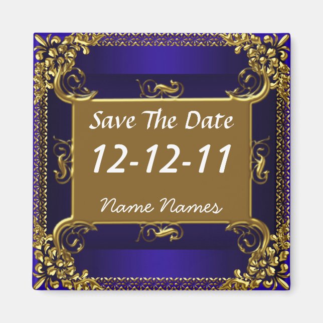 Enregistrer la date Royal Blue Gold Magnet (Devant)