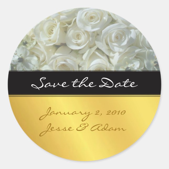 Enregistrer la date stickers crème roses (Devant)