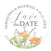 Enregistrer La Date Stickers Mariage Fleurs sauvag