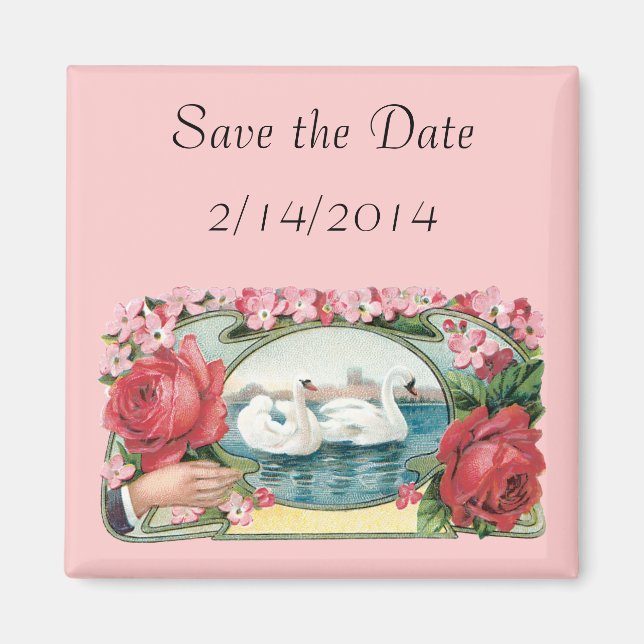 Enregistrer la date Swans Magnet Rose (Devant)