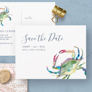 Enregistrer la date Watercolor Crab Carte postale