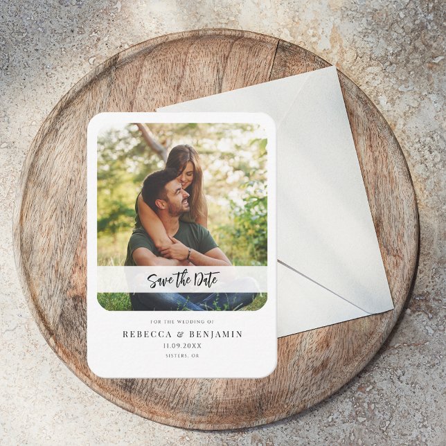 Enregistrer le Faire-part de script du Mariage de  (Wedding Save the Date Photo Script Announcement Note Card)