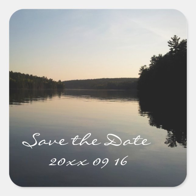 Enregistrer le lac Sticker Mariage Date au coucher (Devant)