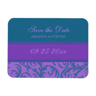 Enregistrer le Mariage de date Magnet Plum Turquoi