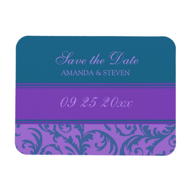 Enregistrer le Mariage de date Magnet Plum Turquoi (Horizontal)