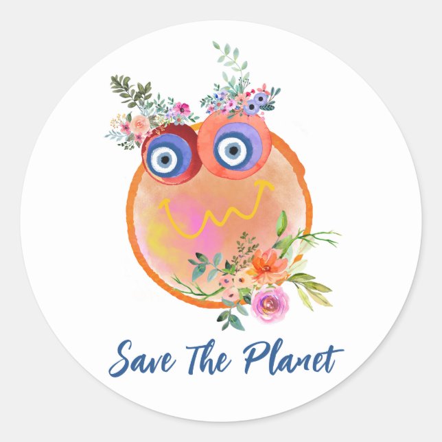 Enregistrer Le Sticker Arrondi Classique Planet (Devant)
