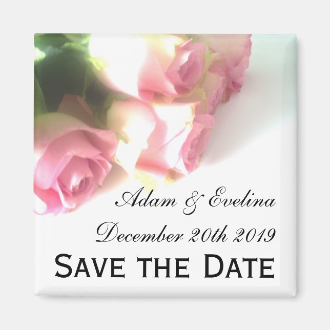 Enregistrer les aimants frigo date | fleurs roses (Devant)