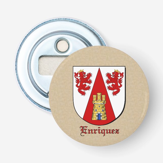 Enriquez Heraldic Arms on Parchstyle Back Flaschenöffner (Vorderseite)