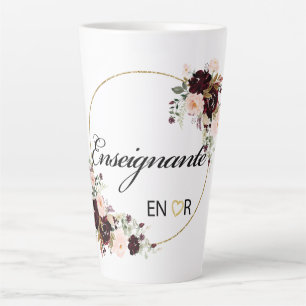 Énseiante Floral Watercolor Latte Tasse